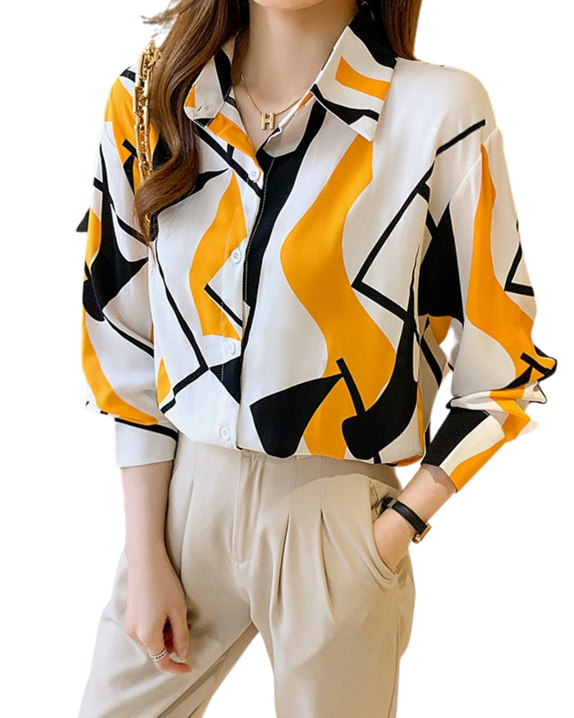 Polyester Geometry Long Sleeve Shirt