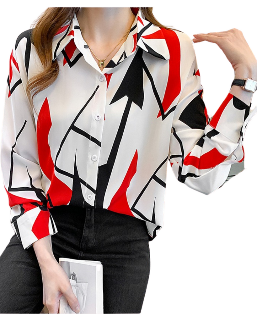 Polyester Geometry Long Sleeve Shirt