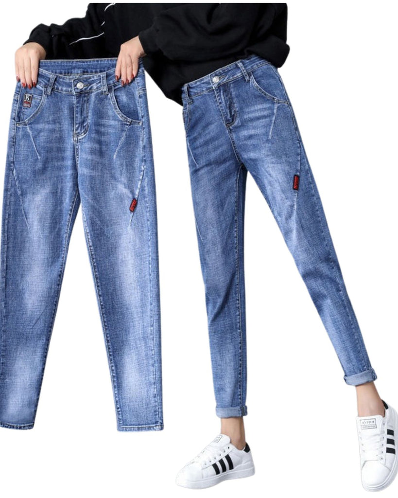 Cotton Pencil High Waist Jeans