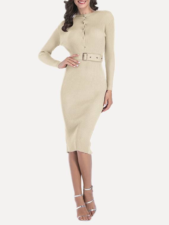 women-casual-dresses-Belted-Bodycon-Dress-607