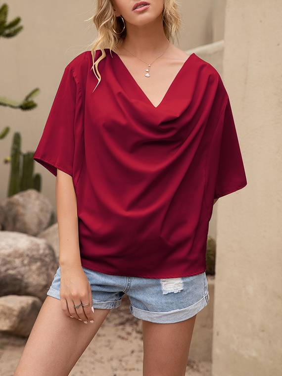 women-tops-Draped-Pullover-Blouse-63