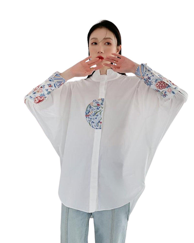 Cotton Stand-up collar Regular Sleeves Shirt