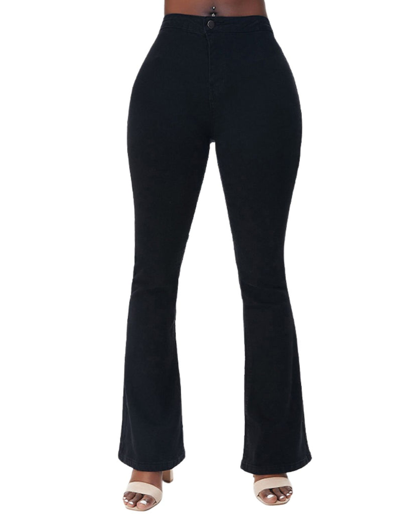 Polyester Flared Western High Waist Jeans